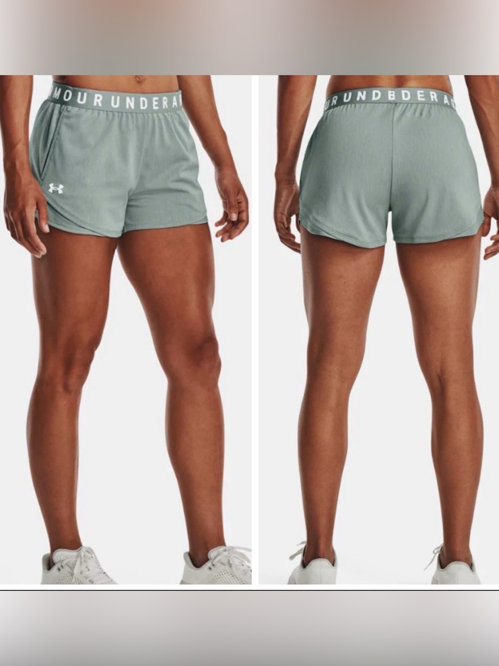 NWOT Under Armour Play Up Twist Tech Gray Green 3” Athletic Running Shorts XS